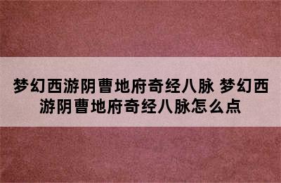 梦幻西游阴曹地府奇经八脉 梦幻西游阴曹地府奇经八脉怎么点